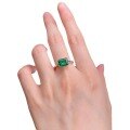 wholesale [925 Sterling Silver] Mu Jing Jewelry Live Stream Edition 7*9mm Rectangular Simulated Emerald Minimalist Pagoda Ring for Women Cross-Border-0-4