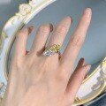 wholesale Metal, High Carbon Diamond 7*13 Teardrop Yellow and White Diamond Two-Tone Ring for Women, ZHUO ZHI FAN Jewelry NewHot-Selling-0-2