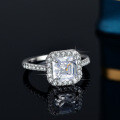 S925 Silver Moissanite Ring 3ct Asscher Cut-0-2