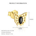 wholesale S925 Sterling Silver Animal Black Zircon Light Luxury Earrings, Women's Fashion Retro Trendy Minimalist Earrings-0-7
