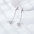 wholesale S925 silver six-prong earrings with tassel, elegant and high-end moissanite ear thread earrings for women-0-2