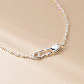 wholesale S925 Silver Fresh and Sweet Ins-style Niche Designed Exquisite Heart-shaped Paperclip Bracelet S7976-0-4
