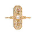 wholesale S925 Silver Plated 14K Gold Vintage-Design Small Pearl Tag Ring-0-4
