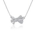 wholesale S925 Sterling Silver Fully Paved Diamond Bow Necklace for Women, Ins Style, TikTok Cross-Border Hit-0-4