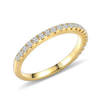 wholesale S925 Sterling Silver Minimalist Commute Ring Set with Moissanite, Three-Stacking Wedding Bands, Half-Eternity Gemstone Rings-Yellow Gold Moissanite Ring  US Size 10