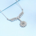 wholesale PT950 Platinum Plated S925 Silver Sunflower Pendant Necklace with Moissanite Simulated Diamond for Women-0-0