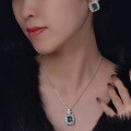 wholesale Sterling Silver ShiPei Jewelry New 925 Necklace for Women, European and American Retro Luxury 4ct Green Nano 9*11 Pearl Chain 40+5-0-3