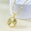 wholesale S925 gold-plated silver necklace with a daily luxury brushed round pendant, fashionable and versatile for commuting, available for live stream distribution-0-5