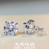 wholesale S925 Sterling Silver Europe and America Cross-Border Four-Prong Classic Moissanite Stud Earrings with Eight Hearts and Eight Arrows, 2 Carat, Unisex-2 carats - ED029 (high carbon diamond)  925 silver