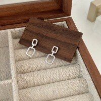 wholesale S925 sterling silver double-layer small square earrings for women, Korean Dongdaemun new style, niche design, high-end earrings-Sterling silver