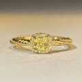 wholesale (15-day order processing) Sterling Silver Small Square Sugar Yellow Diamond Ring, Niche Design, Fresh and Simple Minimalist Ring Wholesale-0-4