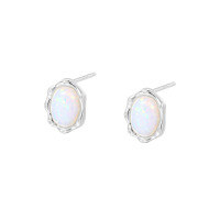 wholesale 925 Sterling Silver Opal Blue Earrings For Women, Minimalist Geometric French-style Design-E4595-Colored Zirconium/Silver 925 Silver