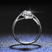 S925 Sterling Silver Moissanite Women's Ring Angel's Kiss Engagement Ring Manufacturer-50 points (D color moissanite)  Size 12