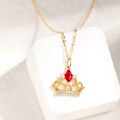 wholesale 18K Gold Artli Jewelry New British Retro High Ruby Crown Necklace, Queen Style-0-3