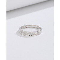 wholesale Pure silver couple rings, a pair of men's and women's matching rings withdesign,openable bands, a Valentine's Day gift for girlfriend-Men's 925 silver ring with adjustable opening