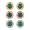 wholesale S925 Sterling Silver 269 Round Edge Drilled Malachite Earrings for Women, High-End Feel, Niche and Unique, Light Luxury, Elegant Silver Ear Jewelry-0-0