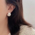 wholesale S925 Sterling Silver Brushed Round Ball Ear Clasp Women's Summer New High-End Heavy Duty French Earrings Exquisite-0-0