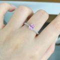 wholesale S925 Sterling Silver Small Pigeon Egg Ring for Women, Minimalist Pink Diamond, Versatile Ins-Style Non-Fading Tiny Ring-0-2