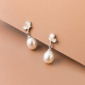 wholesale S925 Sterling Silver Waterdrop Pearl Earrings Women's Korean Style Light Luxury Elegant Internet Celebrity Butterfly Short Design M01175-0-3