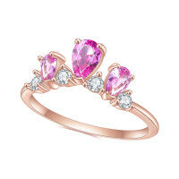 wholesale Rose gold plated S925 sterling silver with pink sapphire ring, fashionable and fresh style, lightweight luxury colored gemstone ring-S925 silver + pink corundum  US size 8