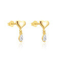 wholesale S925 Sterling Silver Baguette Zircon Heart Stud Earrings, Korean Minimalist Design for Daily Wear-0-4