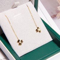 wholesale 18K gold floral earrings for women, new forest-style fresh and sweet fashion OL earrings, 9K gold ear wires, perfect gift for girlfriend-Rose Gold>9K-Moissanite