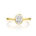 wholesale 9/10/14k Gold Bezel Set Single Lab-Grown Diamond Ring 09ct Small Diamond 18k Gold Ring Mount Minimalist-0-1
