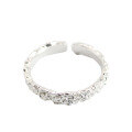 wholesale 925 Sterling Silver Stone Texture Couple Ring for Women, Plain Silver Minimalist Irregular Niche Design Sense Student Matching Ring for Men with Open End-0-4