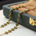 wholesale S925 silver natural Russian material full-color bright green jade bracelet without black spots, Hetian jade bracelet-0-4