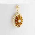 wholesale Gold-plated sterling silver pendant with synthetic amber and Australian opal, stylish and elegant for lightweight luxury and niche fashion commuting-0-2