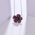 wholesale S925 Silver Designer Natural Amethyst Pendant Floral Design Colored Gemstone Necklace-0-2