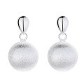 wholesale S925 silver fashion commuter round ball brushed matte design minimalist Euro-American versatile earrings with ear pins-0-4