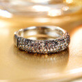wholesale S925 Silver Gradient Coffee Zircon Full Diamond Ring, Light Luxury, Niche, High-End Stacking Ring Designer Jewelry-0-2