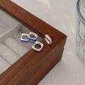 wholesale S925 Sterling Silver Enamel Drop Square Earrings for Women, New Trendy Niche High-End Ear Clasp Light Luxury Hoop-0-1