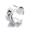 wholesale S925 Sterling Silver Irregular Smooth Double-Layer Open Ring, Korean Style Ins Personality Ring for Women-0-4