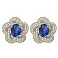 wholesale new flower earrings design set with 6*8 sapphire in a vintage style, available for dropshipping Place the metal material at the front-0-0
