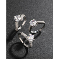 wholesale 925 Sterling Silver 1ct Zircon Ring for Women, Minimalist Luxury Small Niche High-end Emotion Couple Wedding Engagement Simulated Diamond Ring-4.0mm (Hearts and Arrows Zircon) 001739>20