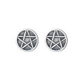 wholesale S925 sterling silver vintage oxidized retro star pattern trendy versatile earrings-0-4