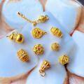 wholesale Gold-plated S925 Silver Gourd Accessories DIY Bracelet Necklace Octagonal Bead Spacer Beads Handmade Cord Accessories Pendant-0-2
