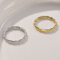 wholesale S925 Sterling Silver New INS Style Women's Ring, Simple and Fashionable Twist Design, Personalized and Versatile Plain Silver Ring for Women-Platinum DY121111-SW-WH 9