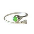 wholesale 925 Silver Certified Hetian Biyu Lotus Seedpod Ring, Antique Hanfu Accessory with Inlaid Gemstone, Adjustable Opening Index Finger Ring for Women-0-4