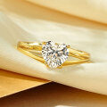 Metal Heart-Cut Zirconia Women's Split Shank Solitaire Ring, Light Luxury Cross-Border Hot-Style Wholesale-0-2