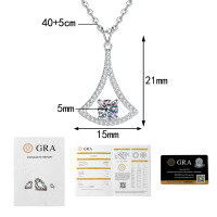 S925 Sterling Silver Moissanite Pendant Necklace, Minimalist Choker-50-point Moissanite  925 Silver