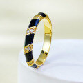 wholesale 925 Silver Enamel Stripe Ring in Black and White, New High-end Fashionable Couple Ring for Teens by Mujing Jewelry-0-6