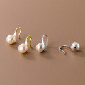 wholesale S925 Silver Pearl Earrings for Women, Fashion Minimalist Luxury Geometric High Heel Ear Hook Earrings, Popular on TikTok E3041-0-0