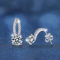 S925 Sterling Silver 1ct Moissanite Four-Prong Stud Earrings-0-0