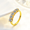 14K Gold Plated S925 Sterling Silver Moissanite Five-Star Seven-Star Row Ring-0-2