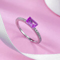 wholesale Sterling Silver 4*6 Pink Cubic Zirconia Solitaire Minimalist Versatile Elegant Engagement Ring for Women, New Design-0-0