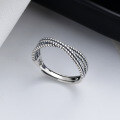 wholesale S925 Sterling Silver Vintage Crossover Ring, Light Luxury Minimalist Style, Versatile Classic Gift, Index Finger Ring for Women-0-0