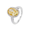 wholesale S925 Sterling Silver Ring Inlaid with Yellow Gemstone Oval Zircon Pink Diamond Ring Wholesale and Distribution for Women-0-4